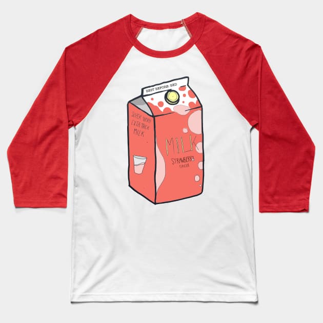 MILK v2 Strawberry Baseball T-Shirt by Kcael